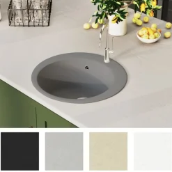 vidaXL Gootsteen rond enkele bak graniet grijs