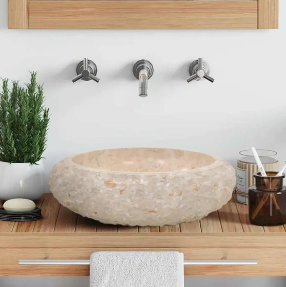 vidaXL Gootsteen 40x12 cm marmer crème