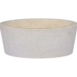 vidaXL Gootsteen Ø40x15 cm marmer crèmekleurig