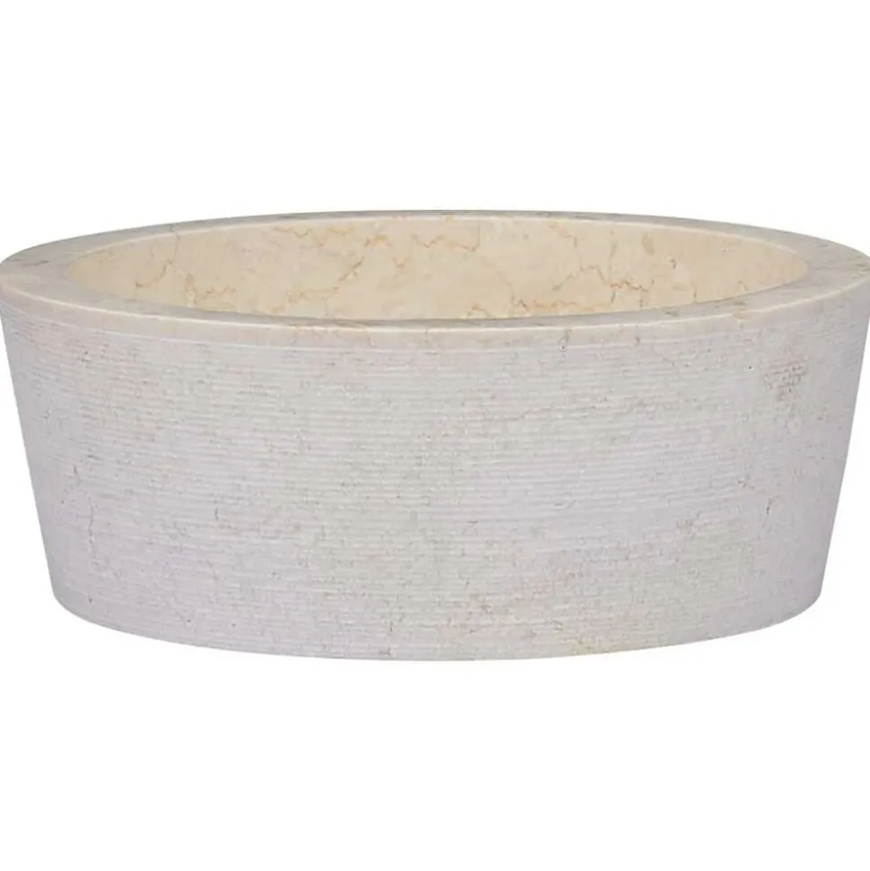 vidaXL Gootsteen Ø40x15 cm marmer crèmekleurig