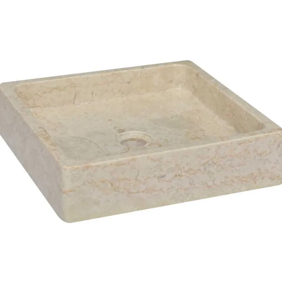 vidaXL Gootsteen 40x40x10 cm marmer crèmekleurig
