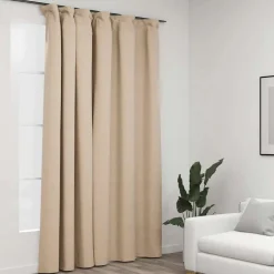 vidaXL Gordijn linnen-look verduisterend met haken 290x245 cm beige