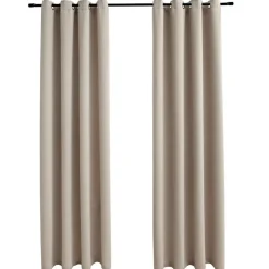 vidaXL Gordijn verduisterend met metalen ringen 2 st 140x175 cm beige