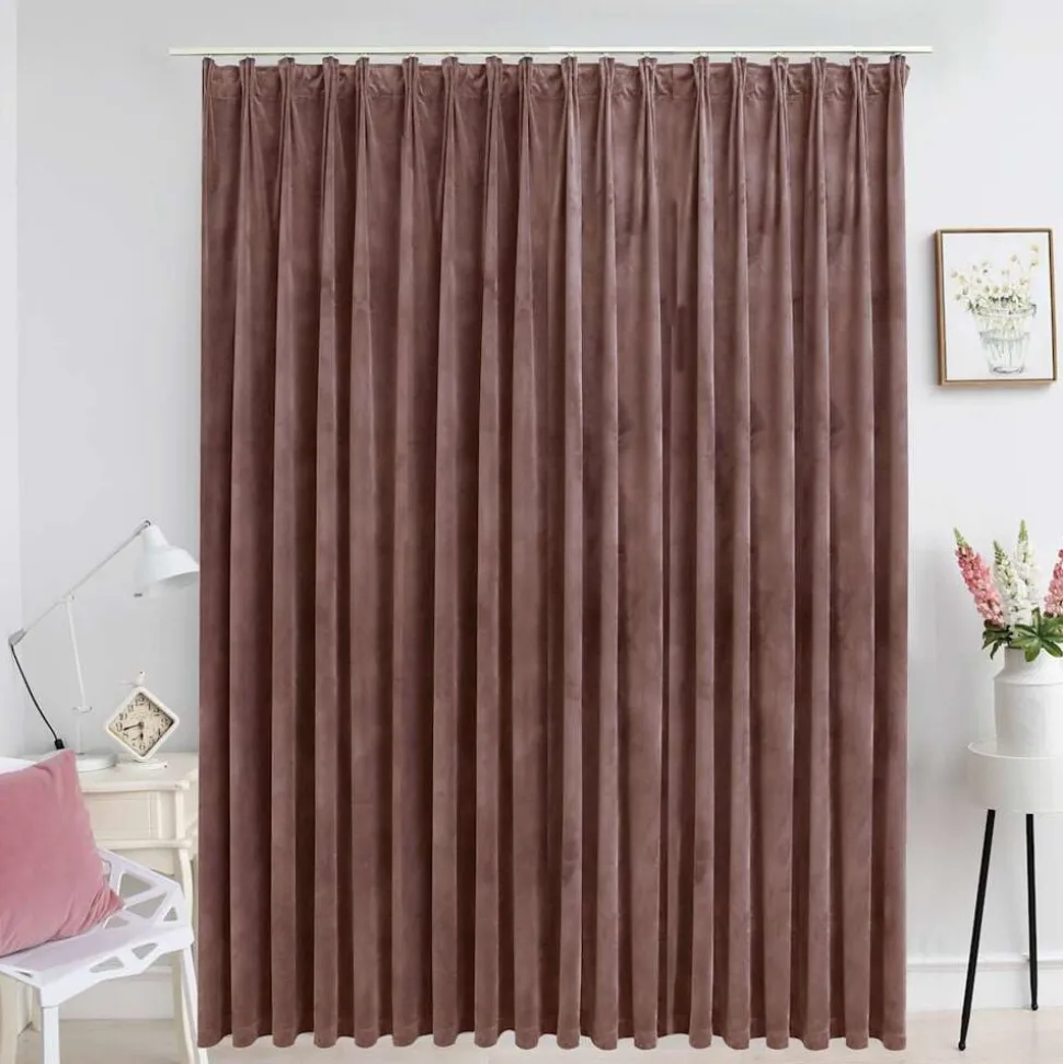vidaXL Gordijn verduisterend met haken 290x245 cm fluweel antiekroze