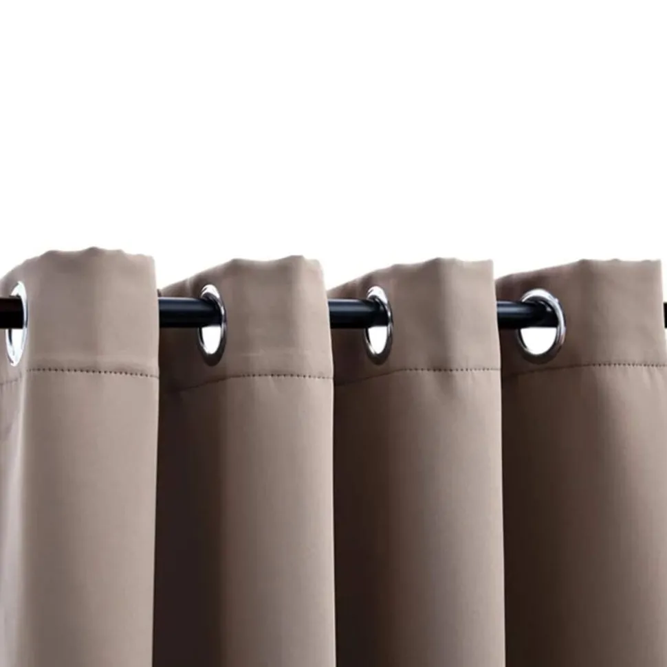 vidaXL Gordijn verduisterend met metalen ringen 2 st 140x175 cm taupe