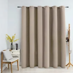 vidaXL Gordijn verduisterend met metalen ringen 290x245 cm beige