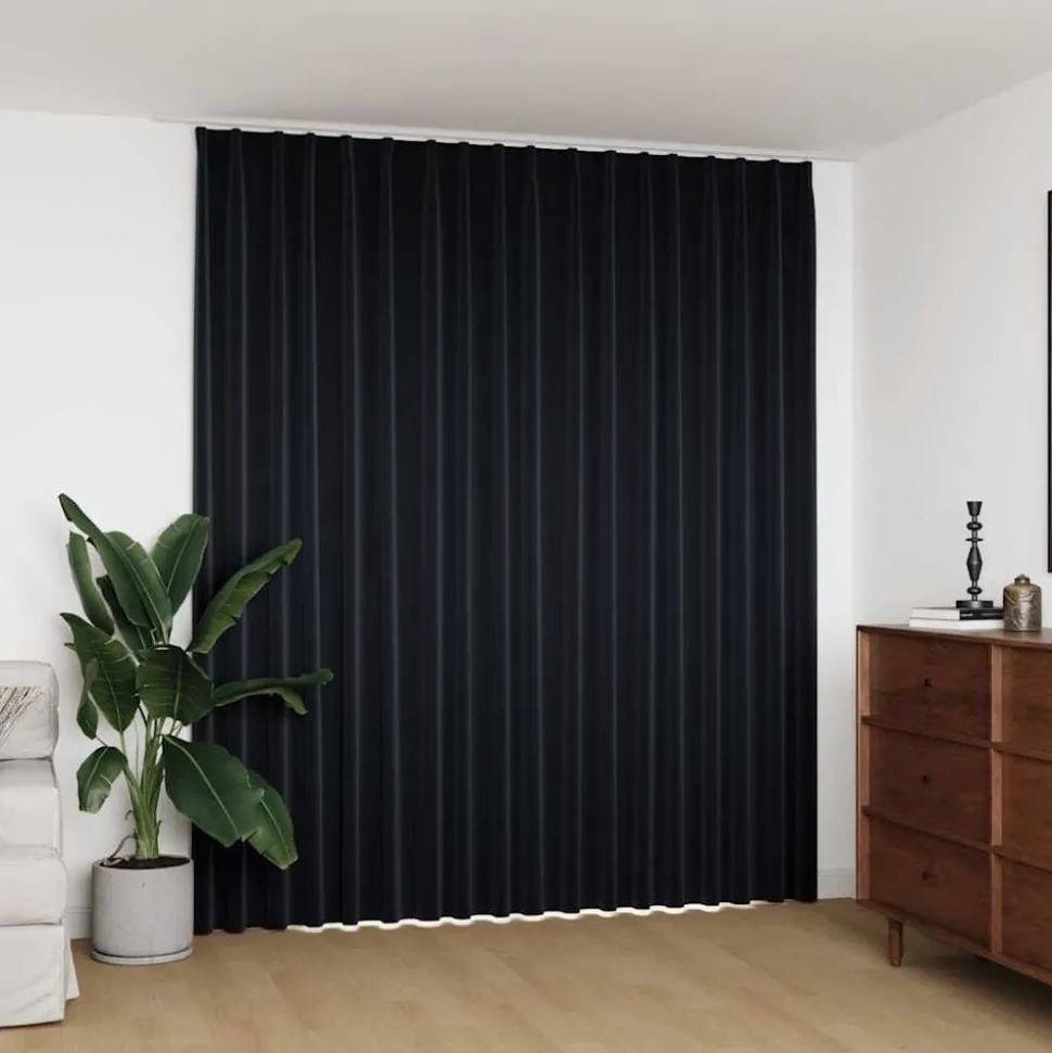 vidaXL Gordijn verduisterend met haken 290x245 cm zwart