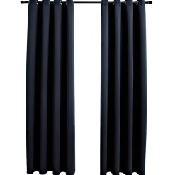 vidaXL Gordijn verduisterend met metalen ringen 2 st 140x175 cm zwart