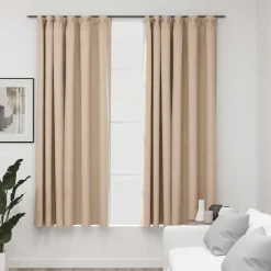 vidaXL Gordijnen linnen-look verduisterend haken 2 st 140x175 cm beige