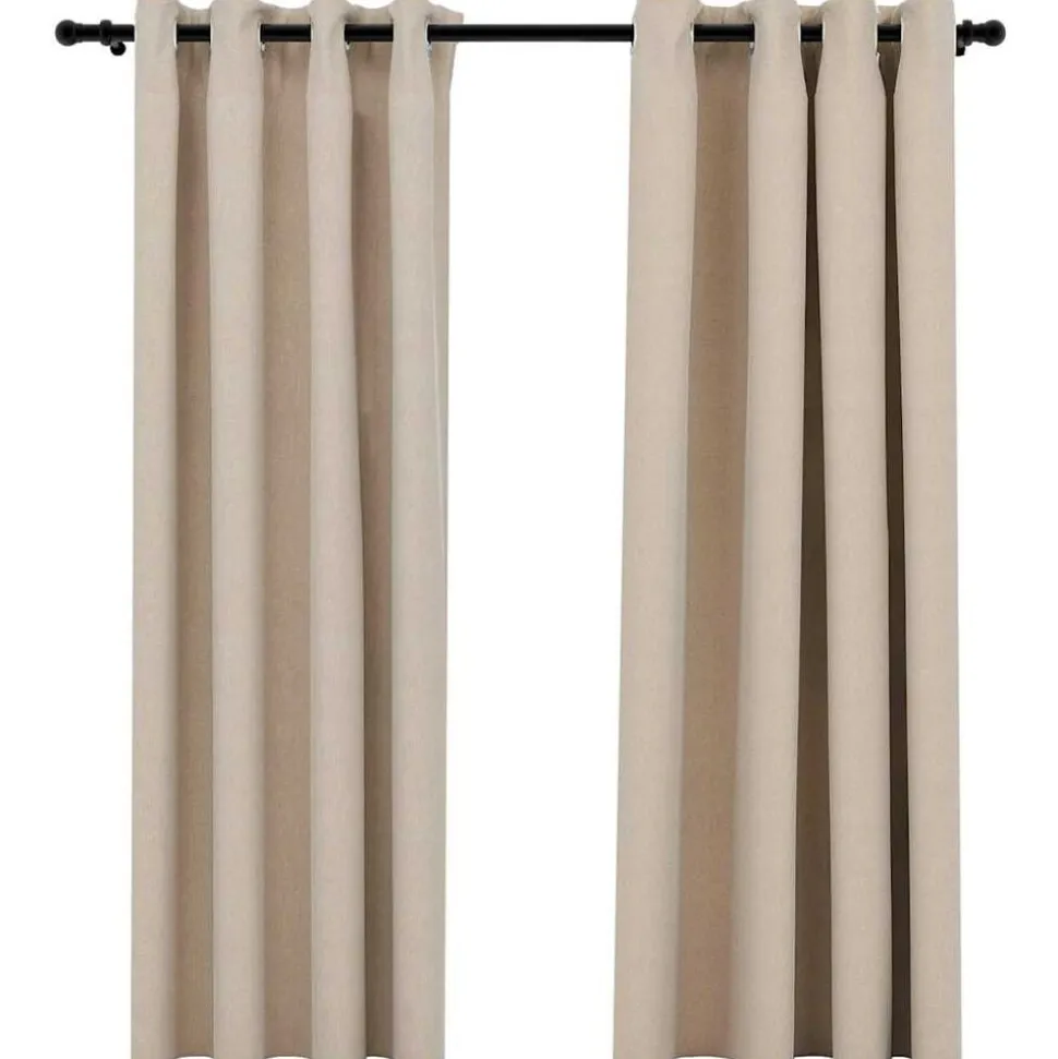 vidaXL Gordijnen linnen-look verduisterend ogen 2 st 140x175 cm beige