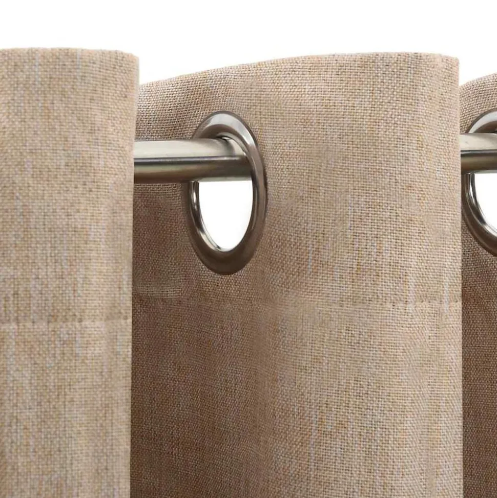 vidaXL Gordijnen linnen-look verduisterend ogen 2 st 140x175 cm beige