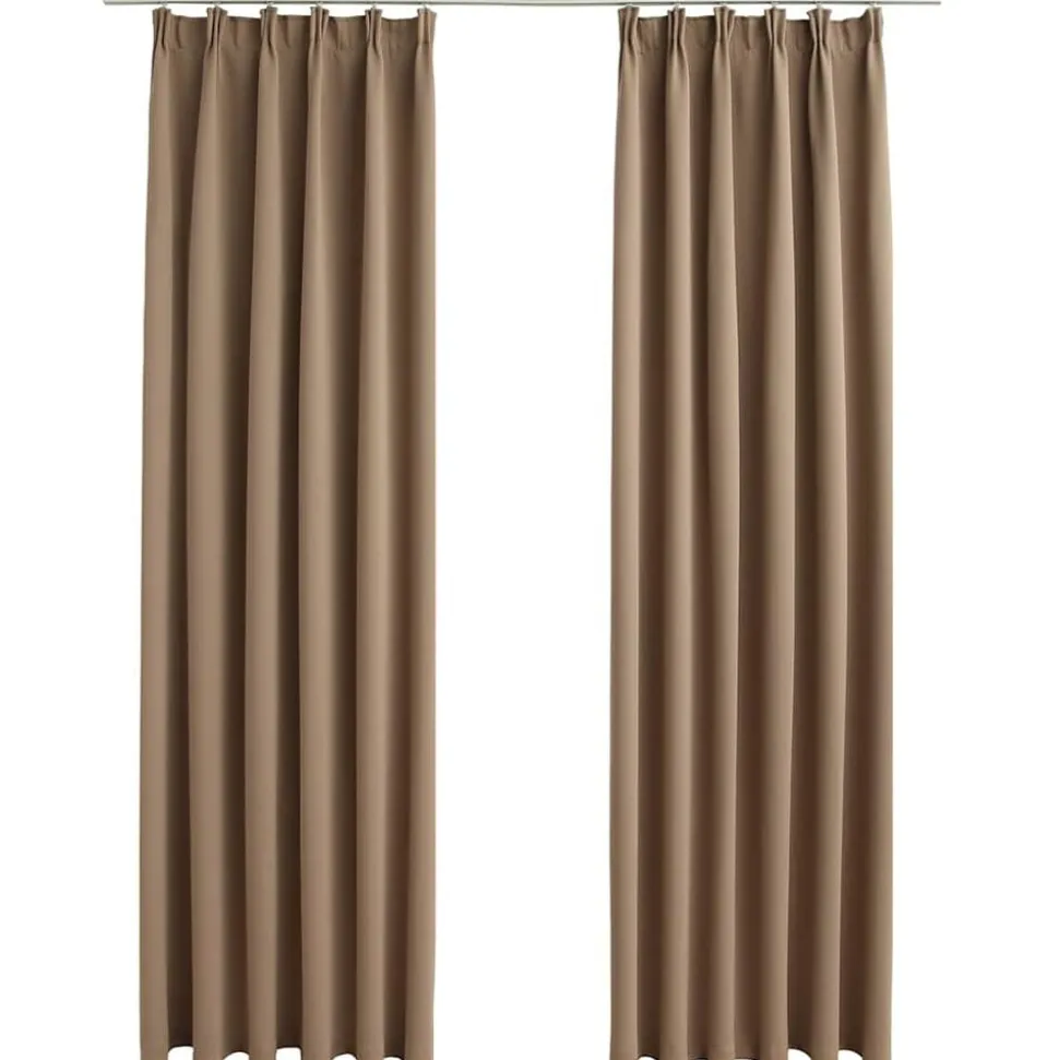 vidaXL Gordijnen verduisterend met haken 2 st 140x175 cm taupe