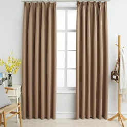 vidaXL Gordijnen verduisterend met haken 2 st 140x175 cm taupe