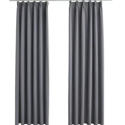 vidaXL Gordijnen verduisterend met haken 2 st 140x175 cm grijs