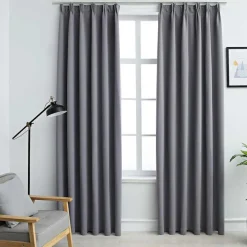 vidaXL Gordijnen verduisterend met haken 2 st 140x175 cm grijs
