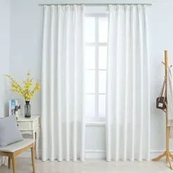 vidaXL Gordijnen verduisterend met haken 2 st 140x175 cm gebroken wit