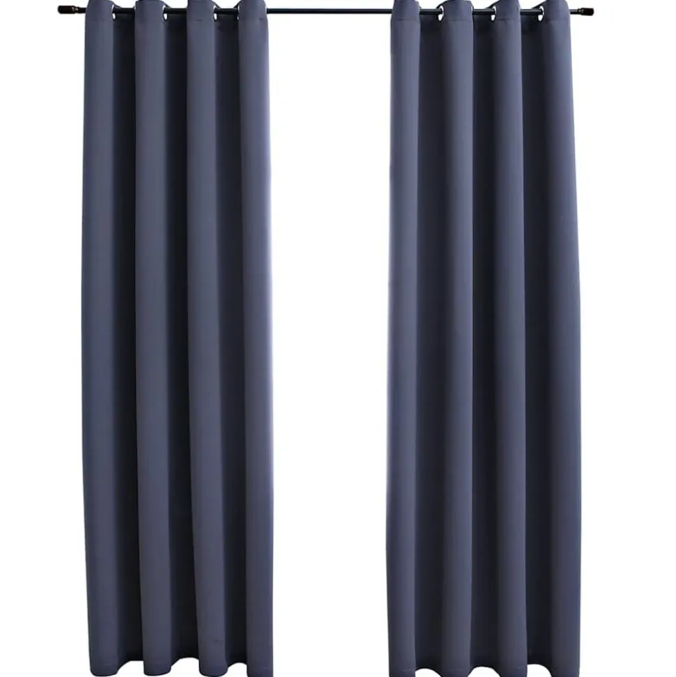 vidaXL Gordijnen verduisterend met ringen 2 st 140x175 cm antraciet