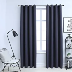 vidaXL Gordijnen verduisterend met ringen 2 st 140x175 cm antraciet