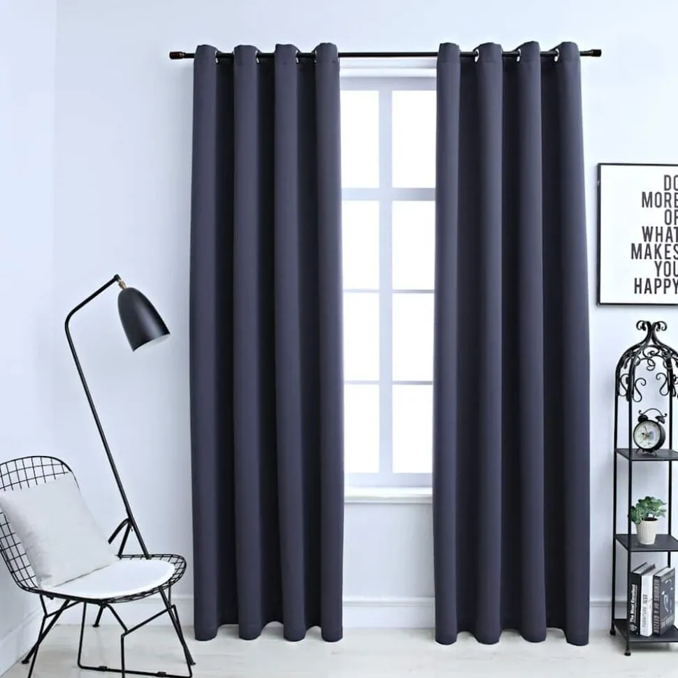 vidaXL Gordijnen verduisterend met ringen 2 st 140x175 cm antraciet