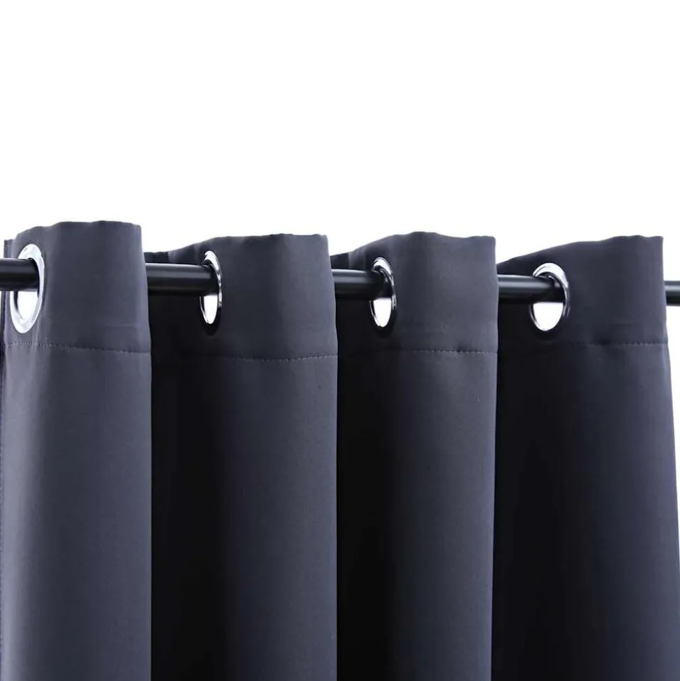 vidaXL Gordijnen verduisterend met ringen 2 st 140x175 cm antraciet