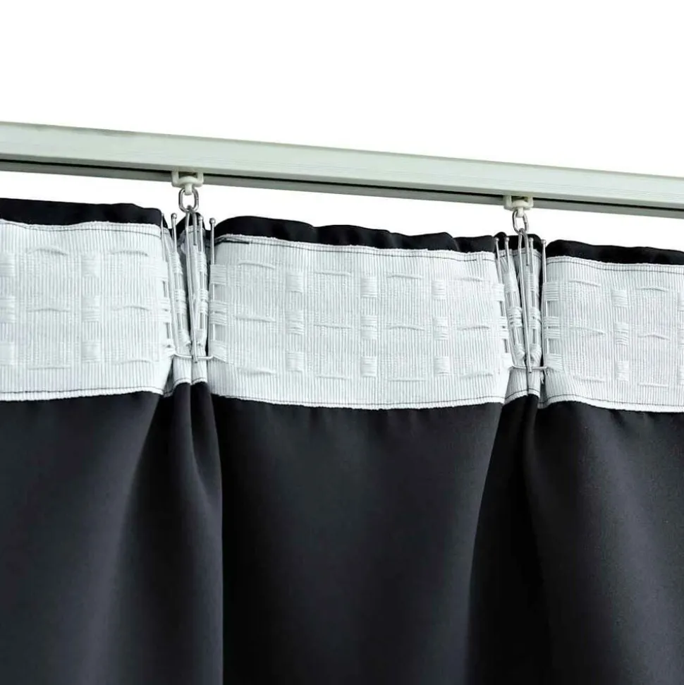 vidaXL Gordijnen verduisterend met haken 2 st 140x175 cm zwart