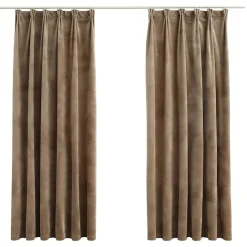vidaXL Gordijnen verduisterend 2 st met haken 140x175 cm fluweel beige