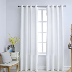 vidaXL Gordijnen verduisterend met ringen 2 st 140x175 cm gebroken wit