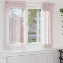 vidaXL Gordijnen voile met doorvoertules 2 st 140x140 cm lichtroze