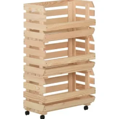 vidaXL Groentetrolley 37x30x80 cm massief grenenhout