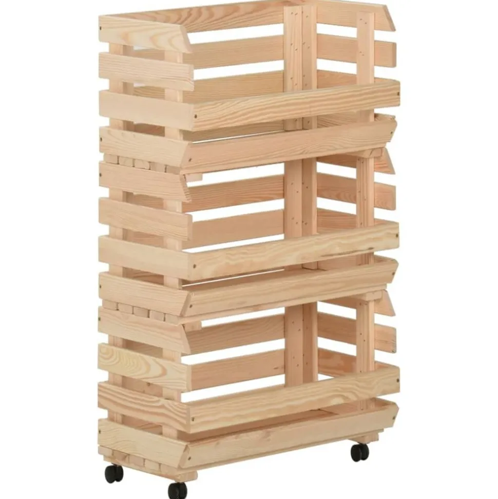 vidaXL Groentetrolley 37x30x80 cm massief grenenhout