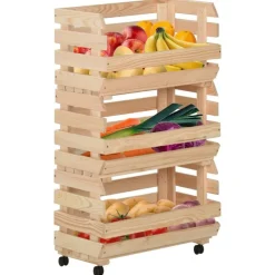 vidaXL Groentetrolley 37x30x80 cm massief grenenhout