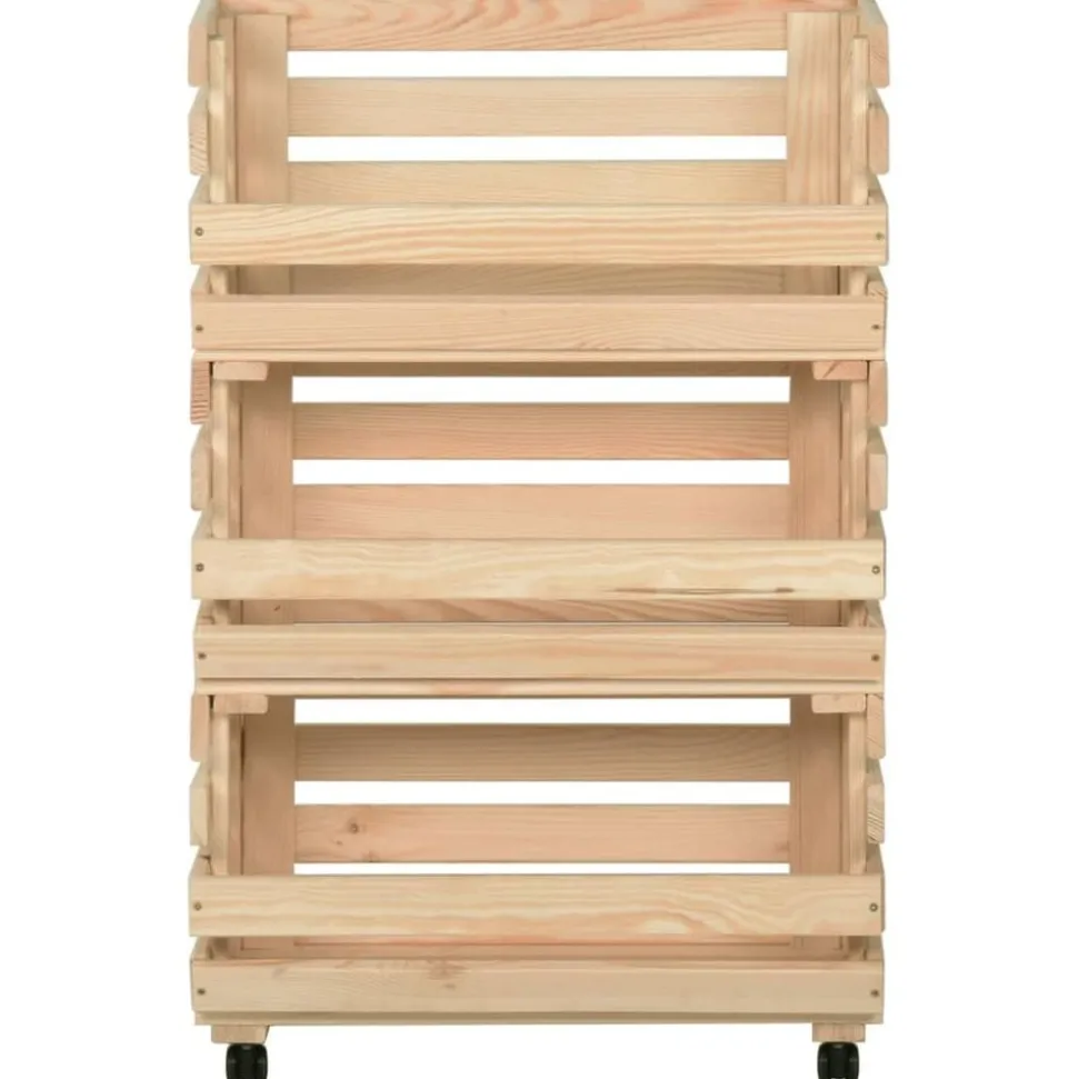 vidaXL Groentetrolley 37x30x80 cm massief grenenhout