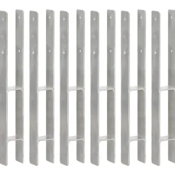 vidaXL Grondankers 6 st 7x6x60 cm gegalvaniseerd staal zilverkleurig