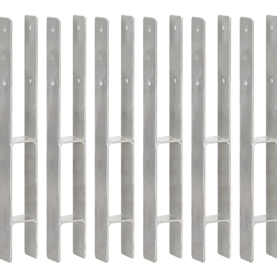 vidaXL Grondankers 6 st 7x6x60 cm gegalvaniseerd staal zilverkleurig