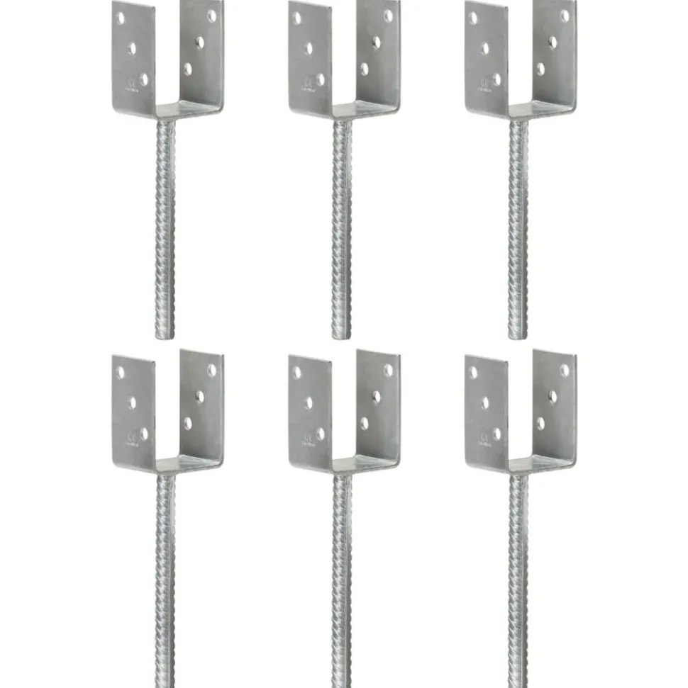 vidaXL Grondankers 6 st 7x6x30 cm gegalvaniseerd staal zilverkleurig
