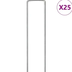 vidaXL Grondharingen 25 st U-vormig 15x3,5 cm gegalvaniseerd staal
