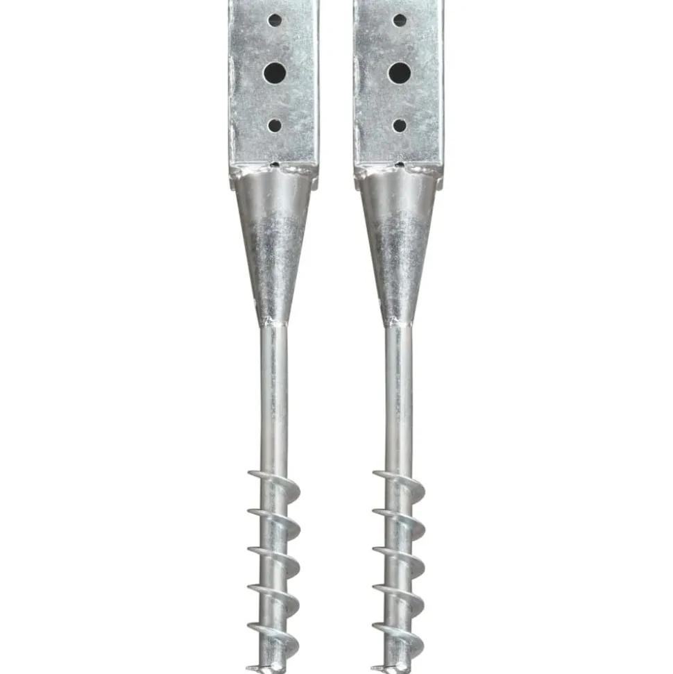 vidaXL Grondpinnen 2 st 7x7x56 cm gegalvaniseerd staal zilverkleurig