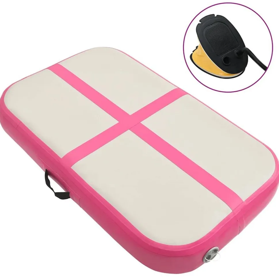 vidaXL Gymnastiekmat met pomp opblaasbaar 60x100x15 cm PVC roze