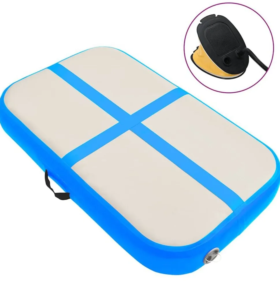 vidaXL Gymnastiekmat met pomp opblaasbaar 60x100x15 cm PVC blauw