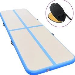 vidaXL Gymnastiekmat met pomp opblaasbaar 300x100x10 cm PVC blauw