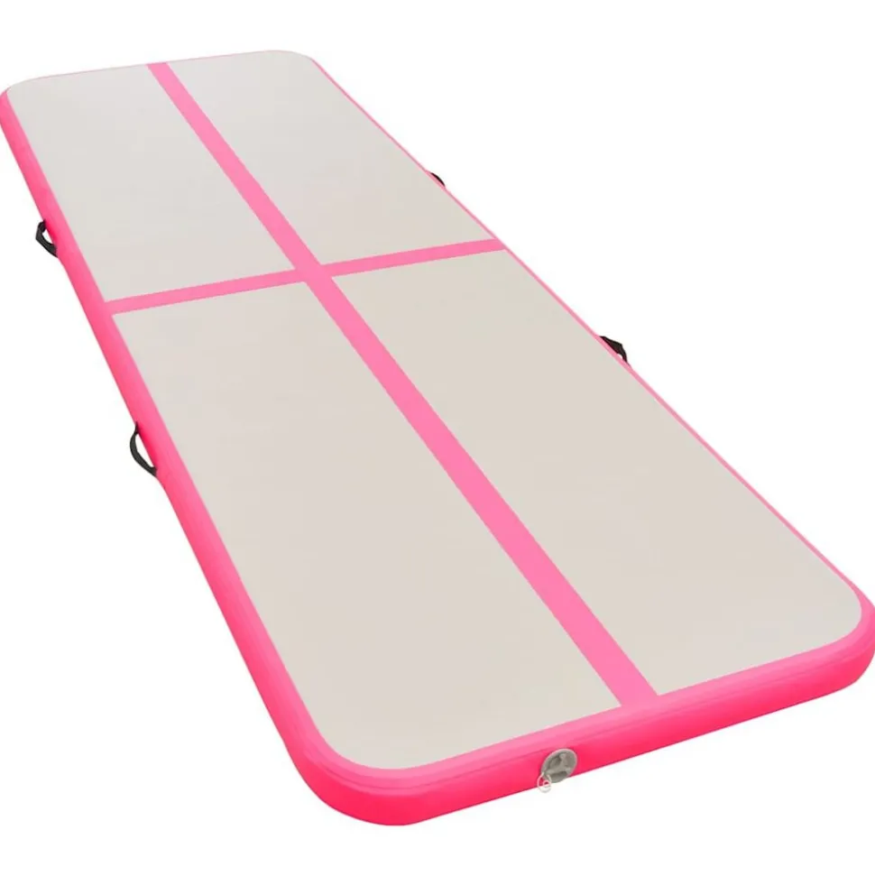 vidaXL Gymnastiekmat met pomp opblaasbaar 300x100x10 cm PVC roze