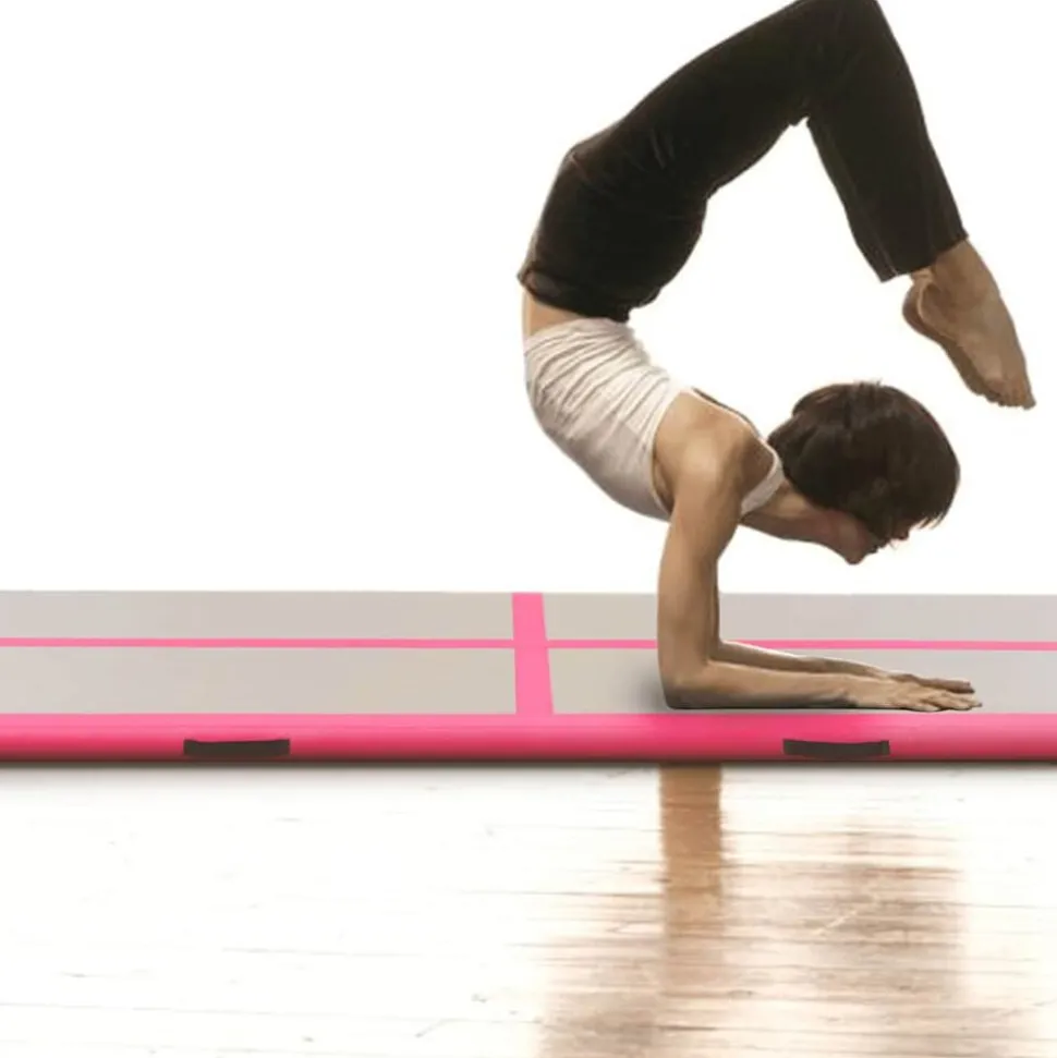 vidaXL Gymnastiekmat met pomp opblaasbaar 300x100x10 cm PVC roze
