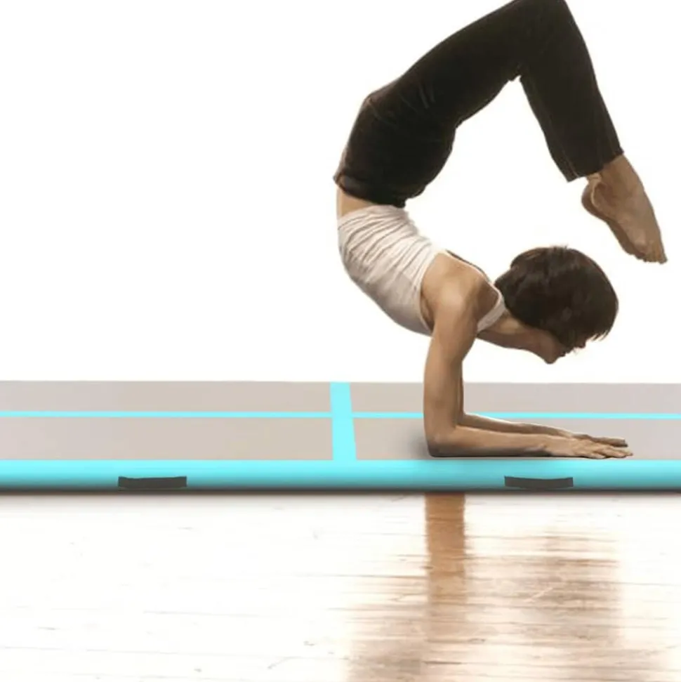 vidaXL Gymnastiekmat met pomp opblaasbaar 300x100x10 cm PVC groen