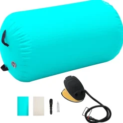 vidaXL Gymnastiekrol met pomp opblaasbaar 100x60 cm PVC groen