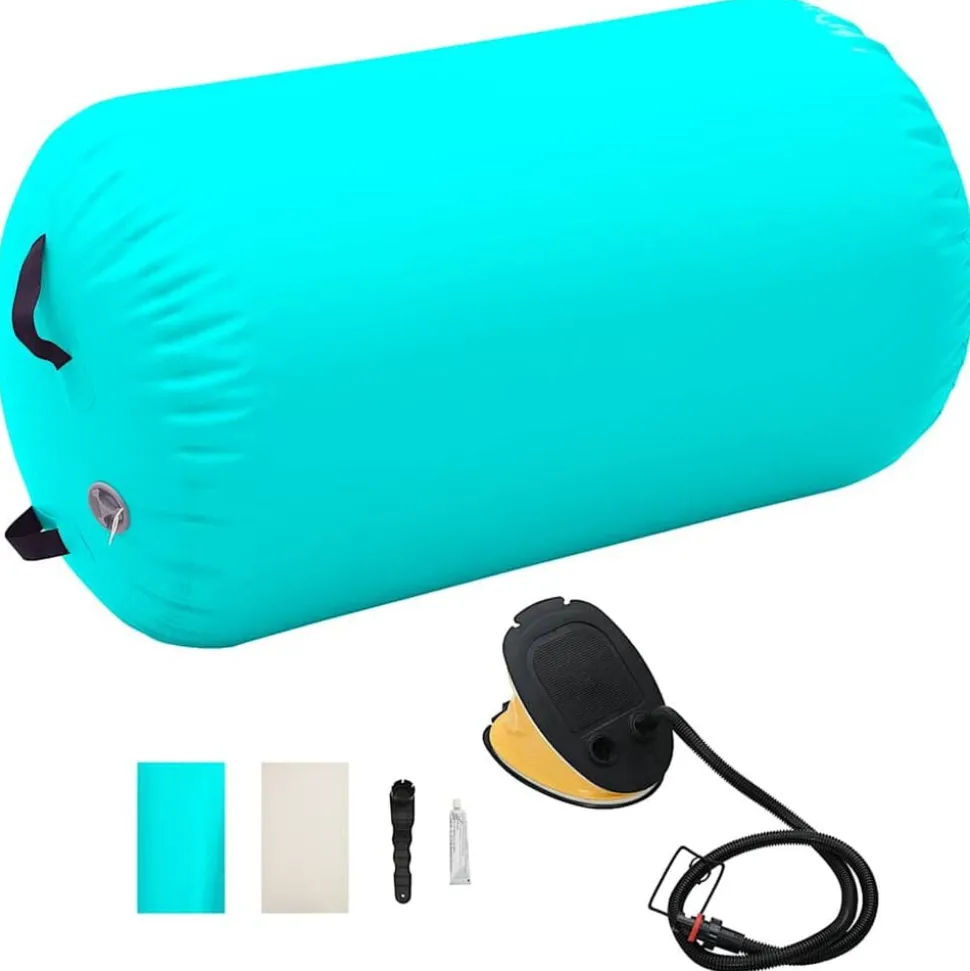 vidaXL Gymnastiekrol met pomp opblaasbaar 100x60 cm PVC groen