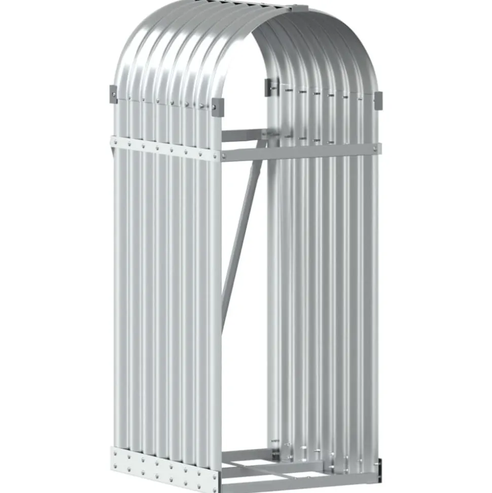 vidaXL Haardhoutopslag 40x45x100 cm gegalvaniseerd staal zilverkleurig