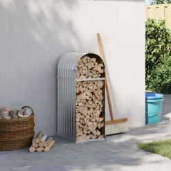 vidaXL Haardhoutopslag 40x45x100 cm gegalvaniseerd staal zilverkleurig