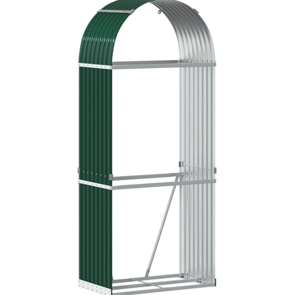 vidaXL Haardhoutopslag 80x45x190 cm gegalvaniseerd staal groen