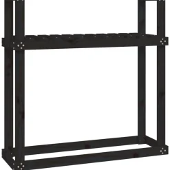 vidaXL Haardhoutrek 110x35x108,5 cm massief grenenhout zwart
