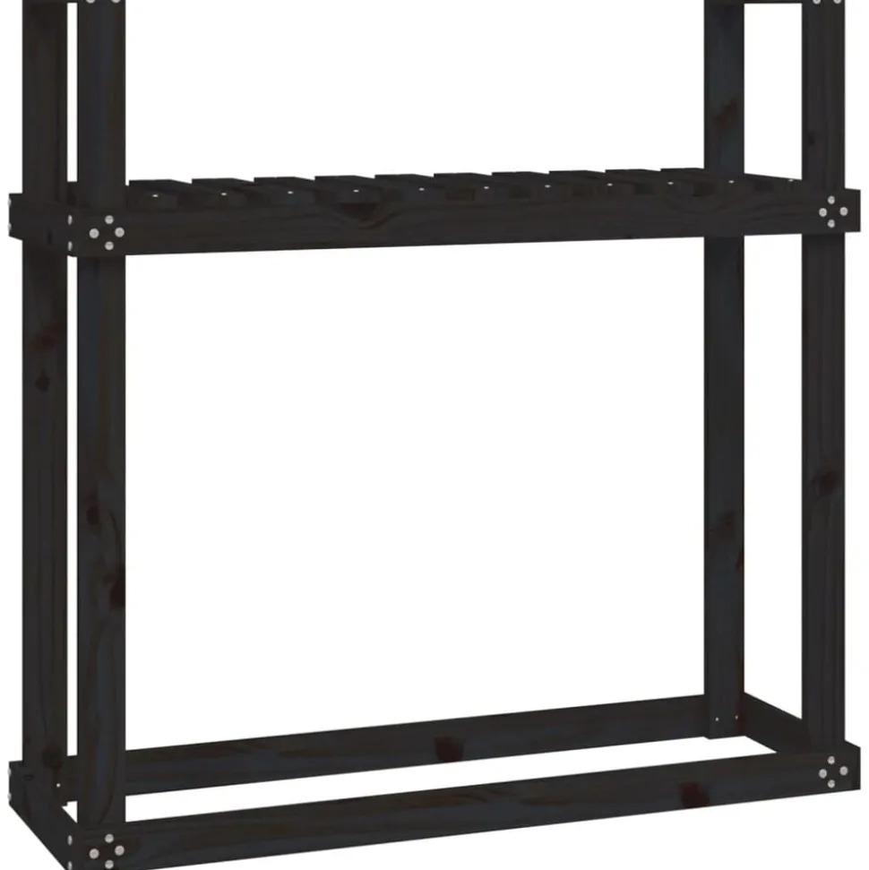vidaXL Haardhoutrek 110x35x108,5 cm massief grenenhout zwart